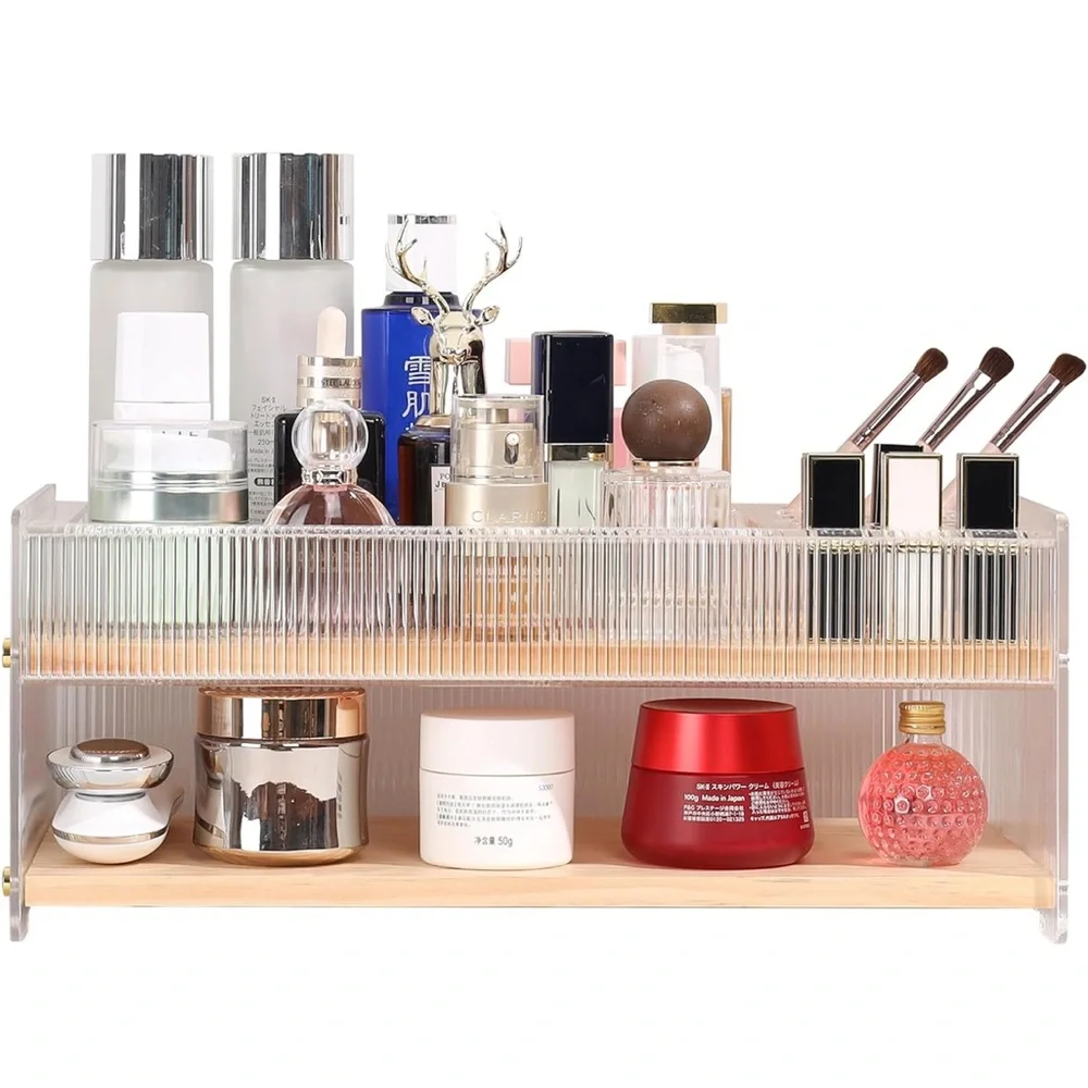 Acrylic and Wood Cosmetic Organizer